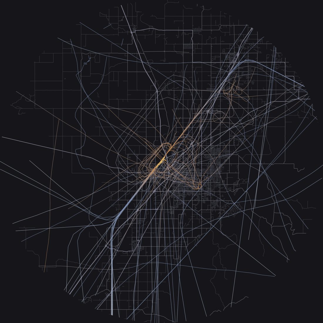 Every aircraft below 15,000 feet within 28 km of Idaho Falls Regional Airport on Tuesday, March 17, 2026, over the street map