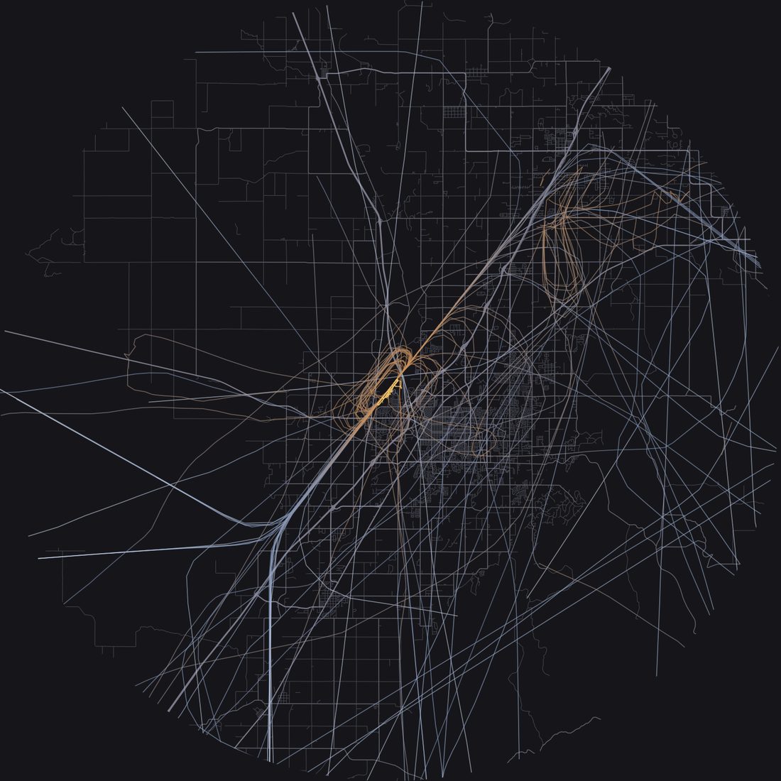 Every aircraft below 15,000 feet within 28 km of Idaho Falls Regional Airport on Wednesday, March 18, 2026, over the street map