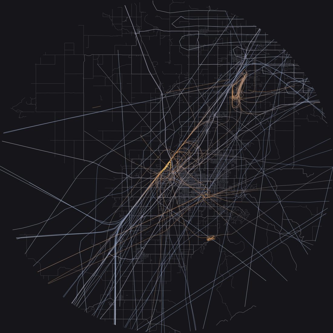 Every aircraft below 15,000 feet within 28 km of Idaho Falls Regional Airport on Thursday, March 19, 2026, over the street map