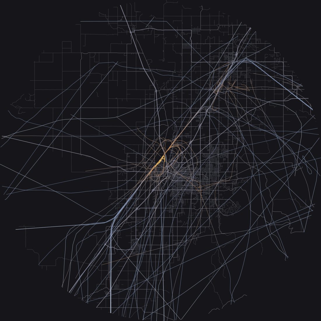 Every aircraft below 15,000 feet within 28 km of Idaho Falls Regional Airport on Saturday, March 21, 2026, over the street map