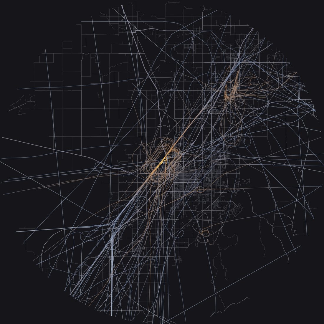 Every aircraft below 15,000 feet within 28 km of Idaho Falls Regional Airport on Saturday, March 28, 2026, over the street map