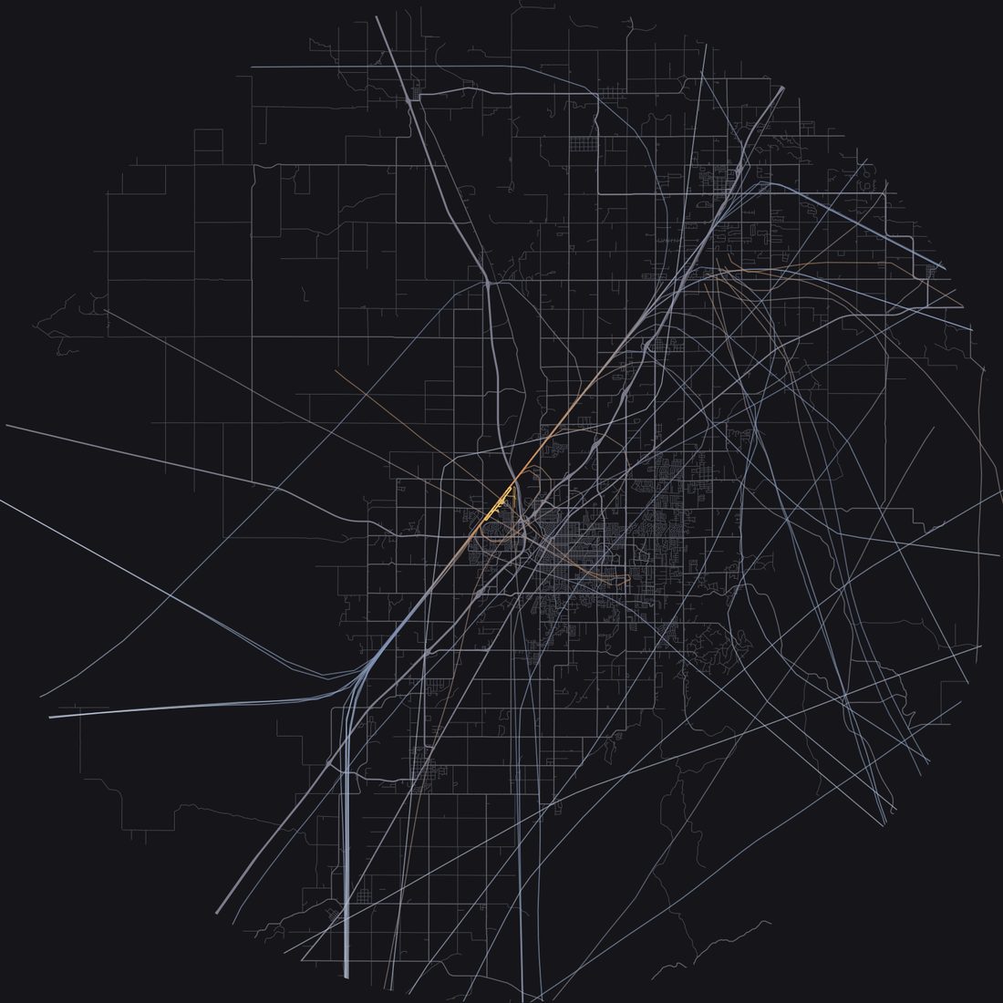 Every aircraft below 15,000 feet within 28 km of Idaho Falls Regional Airport on Sunday, March 29, 2026, over the street map