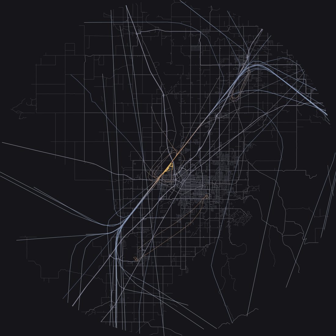 Every aircraft below 15,000 feet within 28 km of Idaho Falls Regional Airport on Wednesday, April 1, 2026, over the street map