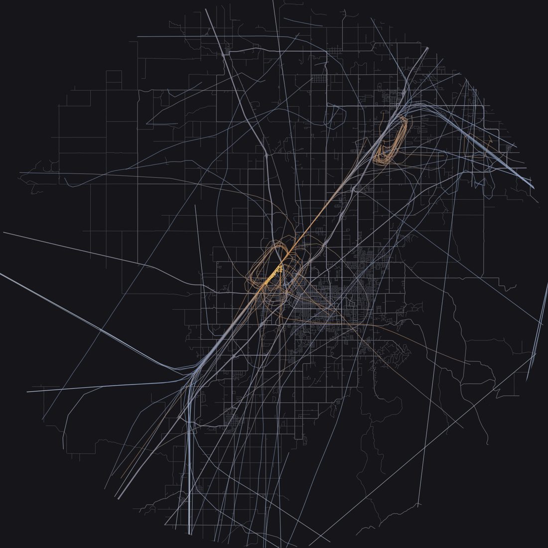 Every aircraft below 15,000 feet within 28 km of Idaho Falls Regional Airport on Friday, April 3, 2026, over the street map