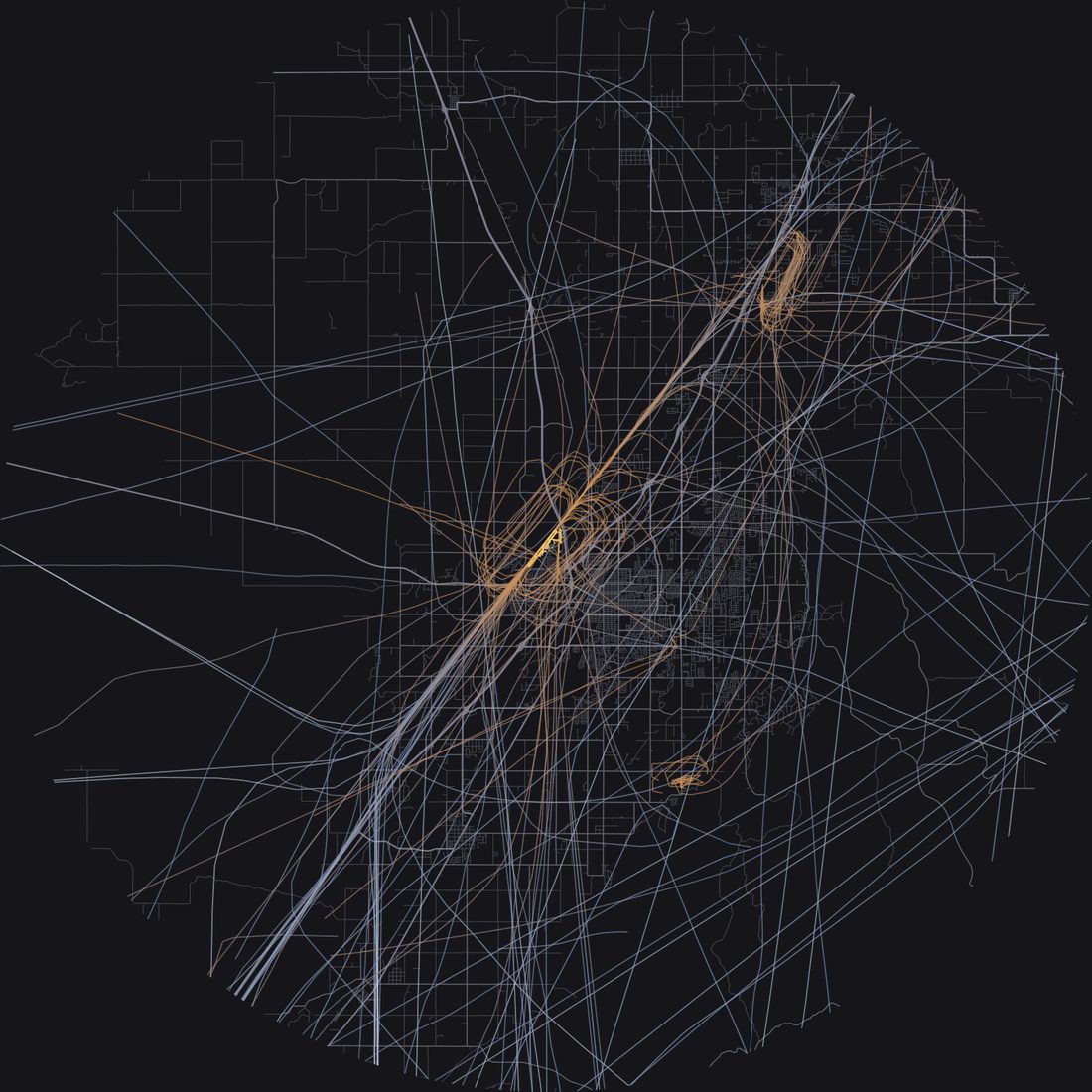 Every aircraft below 15,000 feet within 28 km of Idaho Falls Regional Airport on Saturday, April 4, 2026, over the street map