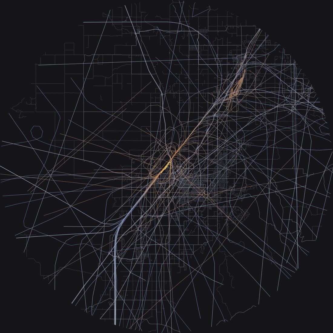Every aircraft below 15,000 feet within 28 km of Idaho Falls Regional Airport on Monday, April 6, 2026, over the street map