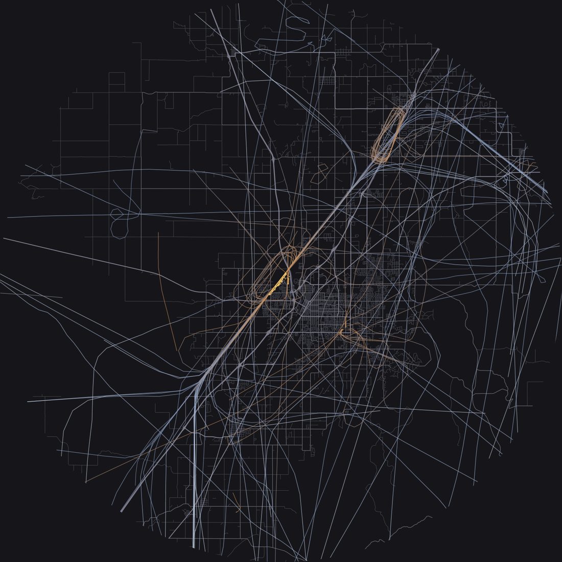 Every aircraft below 15,000 feet within 28 km of Idaho Falls Regional Airport on Friday, April 10, 2026, over the street map