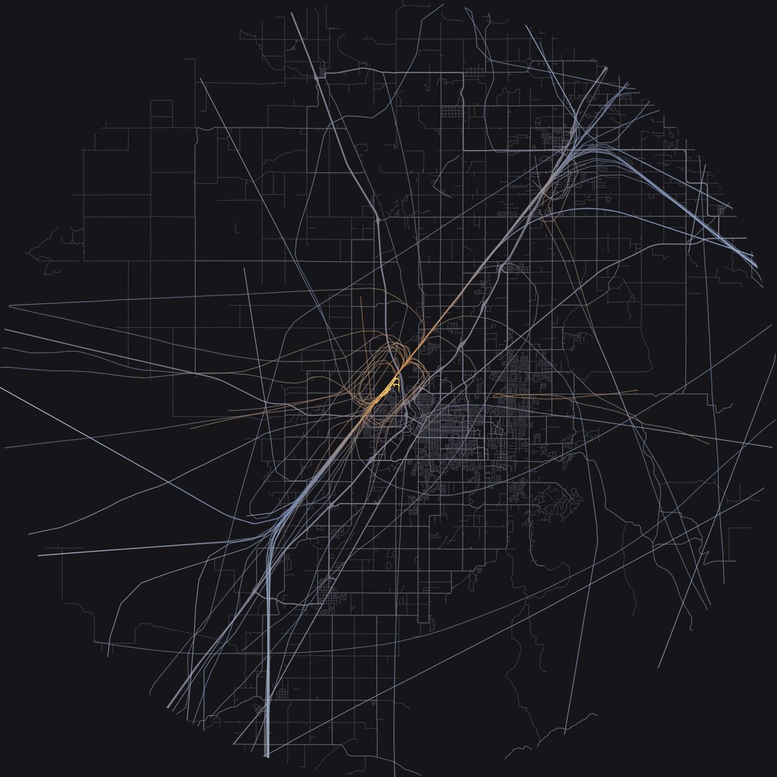 Every aircraft below 15,000 feet within 28 km of Idaho Falls Regional Airport on Friday, April 17, 2026, over the street map
