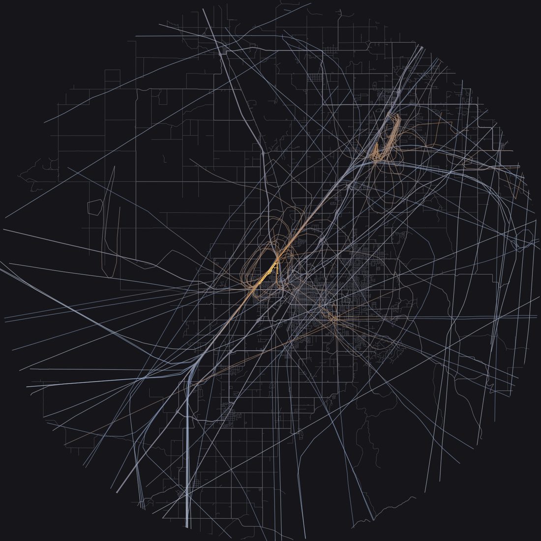 Every aircraft below 15,000 feet within 28 km of Idaho Falls Regional Airport on Monday, April 20, 2026, over the street map