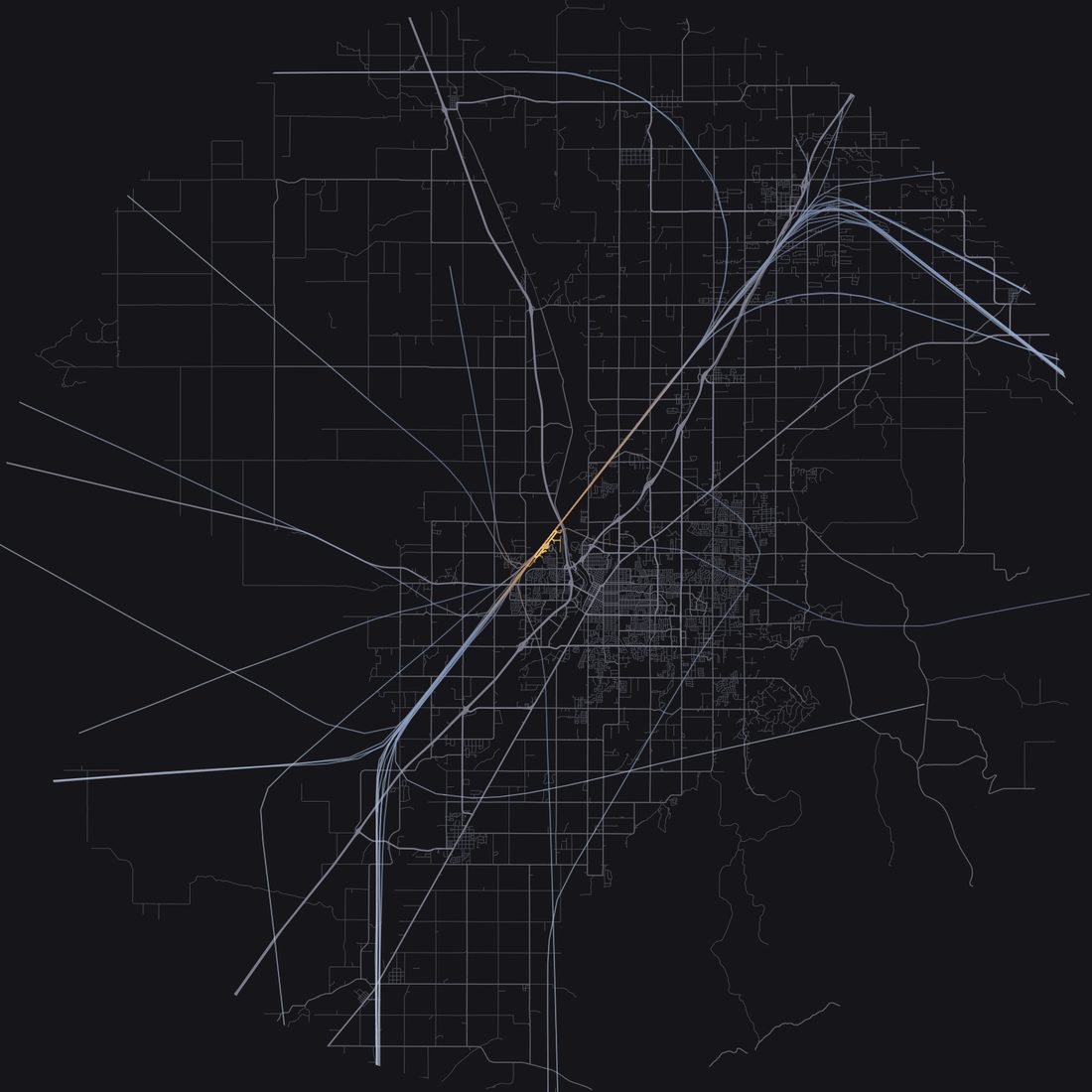 Every aircraft below 15,000 feet within 28 km of Idaho Falls Regional Airport on Wednesday, April 22, 2026, over the street map
