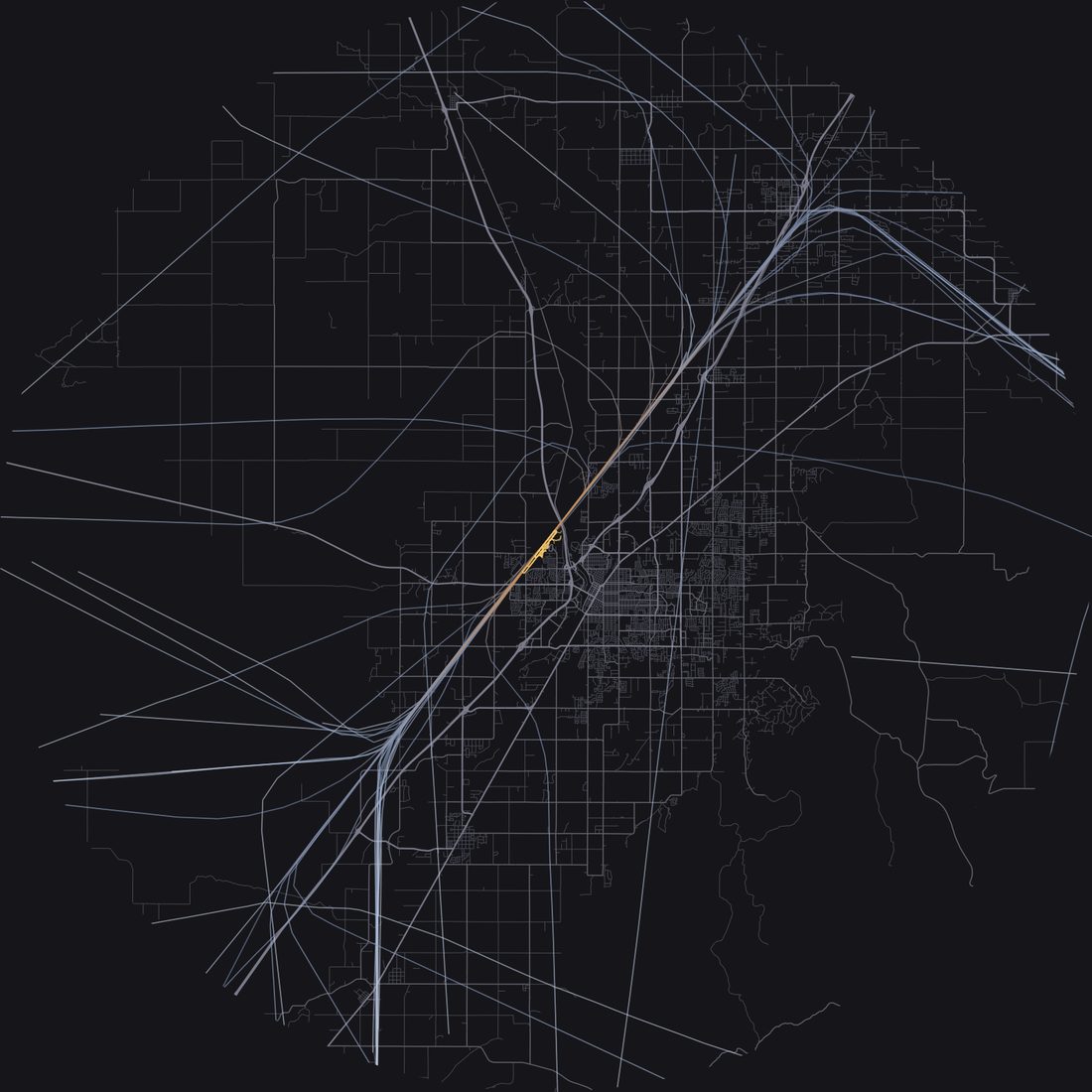 Every aircraft below 15,000 feet within 28 km of Idaho Falls Regional Airport on Thursday, April 23, 2026, over the street map