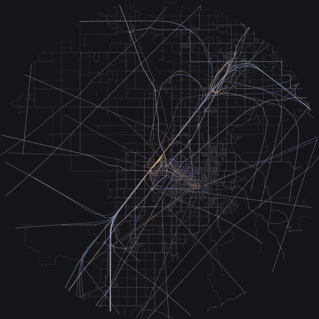 Every aircraft below 15,000 feet within 28 km of Idaho Falls Regional Airport on Sunday, April 26, 2026, over the street map