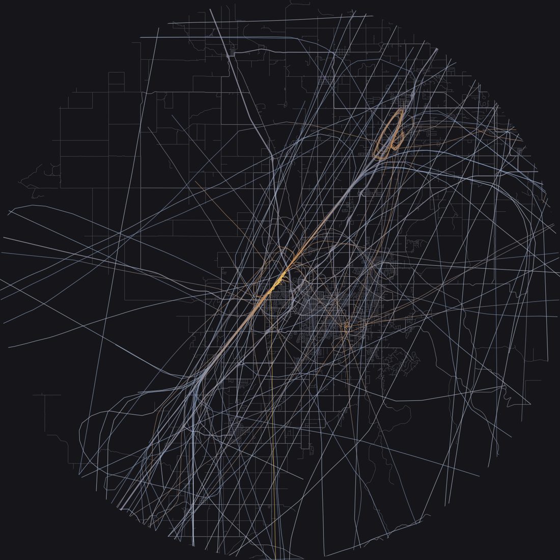 Every aircraft below 15,000 feet within 28 km of Idaho Falls Regional Airport on Saturday, May 2, 2026, over the street map