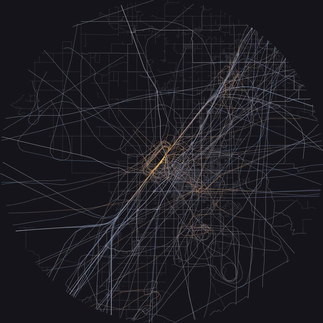 Every aircraft below 15,000 feet within 28 km of Idaho Falls Regional Airport on Saturday, May 9, 2026, over the street map
