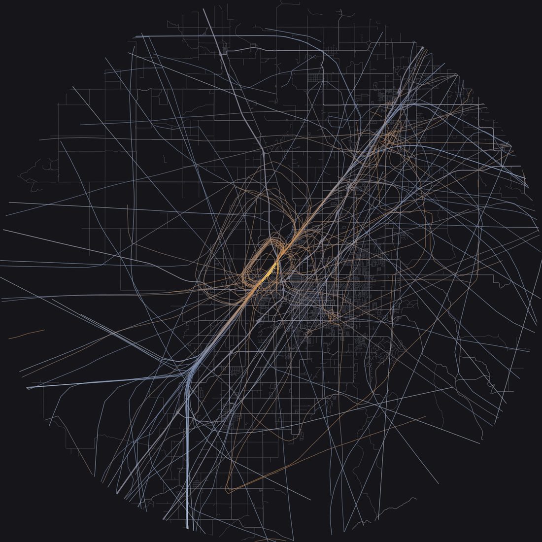 Every aircraft below 15,000 feet within 28 km of Idaho Falls Regional Airport on Tuesday, May 12, 2026, over the street map