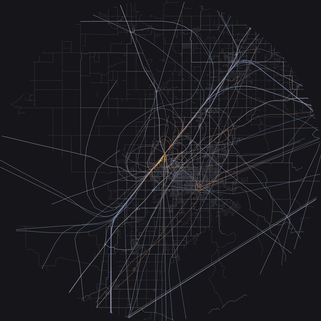 Every aircraft below 15,000 feet within 28 km of Idaho Falls Regional Airport on Wednesday, May 13, 2026, over the street map