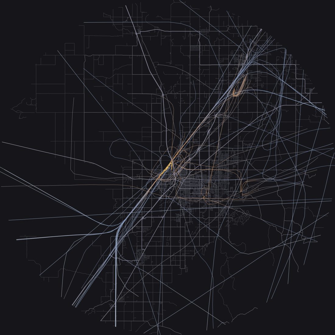Every aircraft below 15,000 feet within 28 km of Idaho Falls Regional Airport on Saturday, May 16, 2026, over the street map