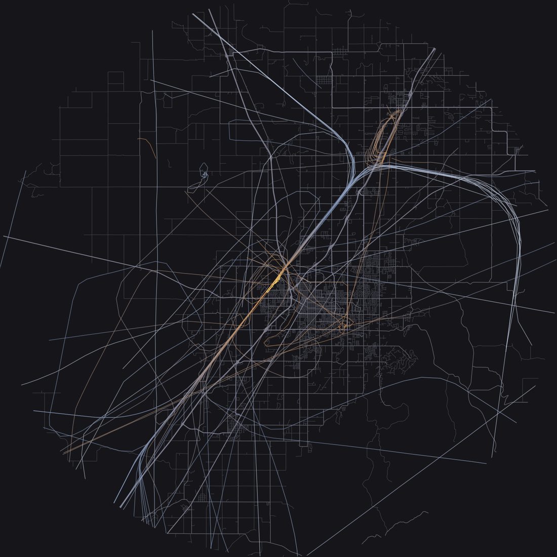 Every aircraft below 15,000 feet within 28 km of Idaho Falls Regional Airport on Monday, May 18, 2026, over the street map