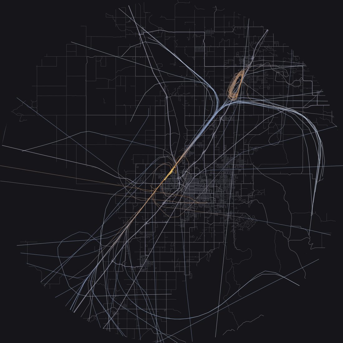 Every aircraft below 15,000 feet within 28 km of Idaho Falls Regional Airport on Thursday, May 21, 2026, over the street map