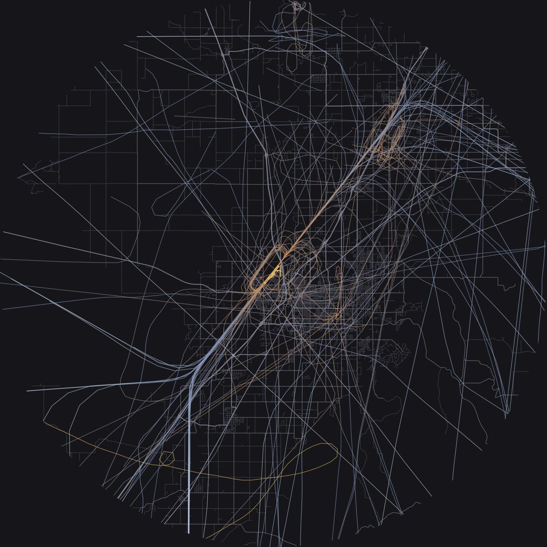 Every aircraft below 15,000 feet within 28 km of Idaho Falls Regional Airport on Saturday, May 23, 2026, over the street map
