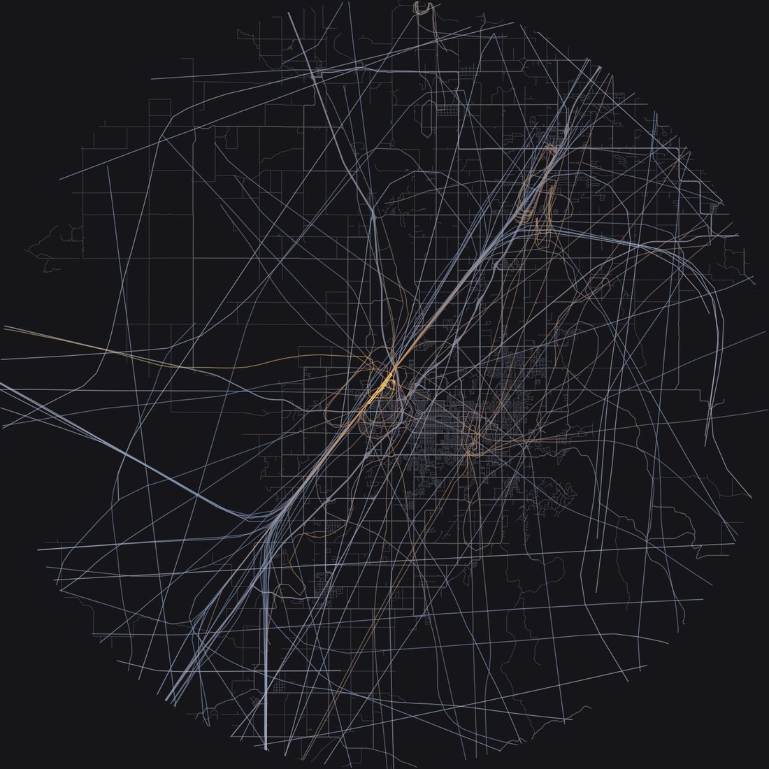 Every aircraft below 15,000 feet within 28 km of Idaho Falls Regional Airport on Monday, May 25, 2026, over the street map