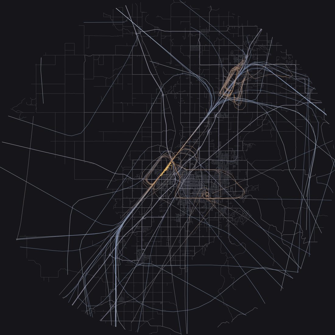 Every aircraft below 15,000 feet within 28 km of Idaho Falls Regional Airport on Tuesday, May 26, 2026, over the street map