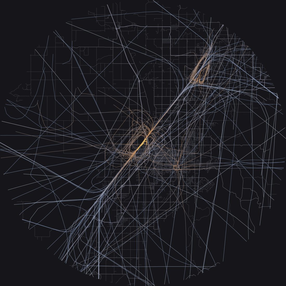Every aircraft below 15,000 feet within 28 km of Idaho Falls Regional Airport on Monday, June 8, 2026, over the street map