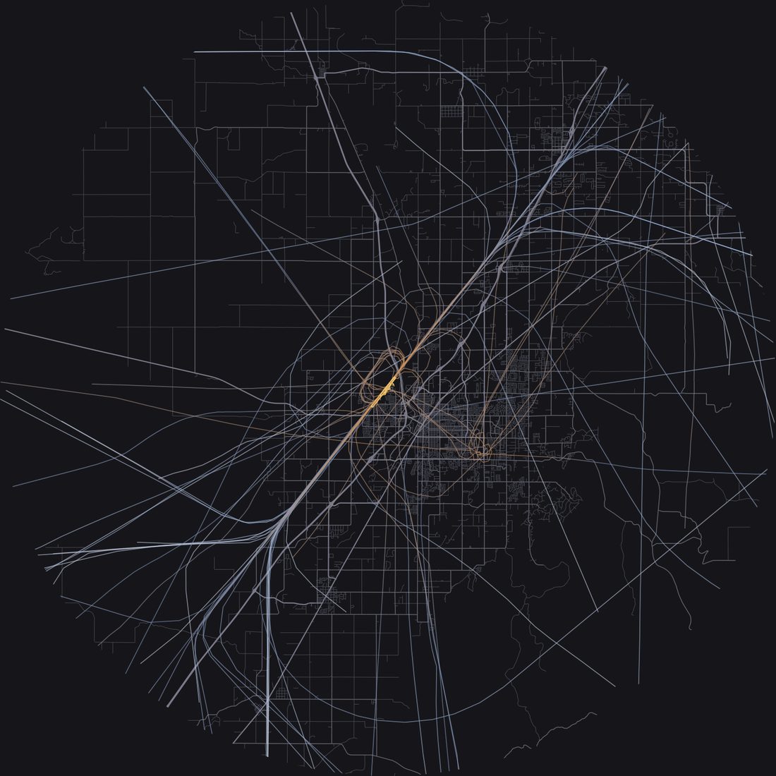 Every aircraft below 15,000 feet within 28 km of Idaho Falls Regional Airport on Wednesday, June 10, 2026, over the street map