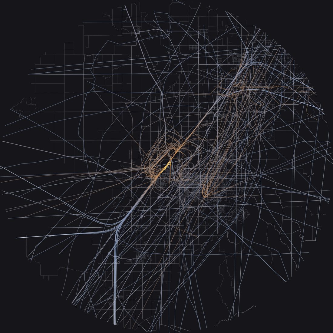 Every aircraft below 15,000 feet within 28 km of Idaho Falls Regional Airport on Friday, June 12, 2026, over the street map