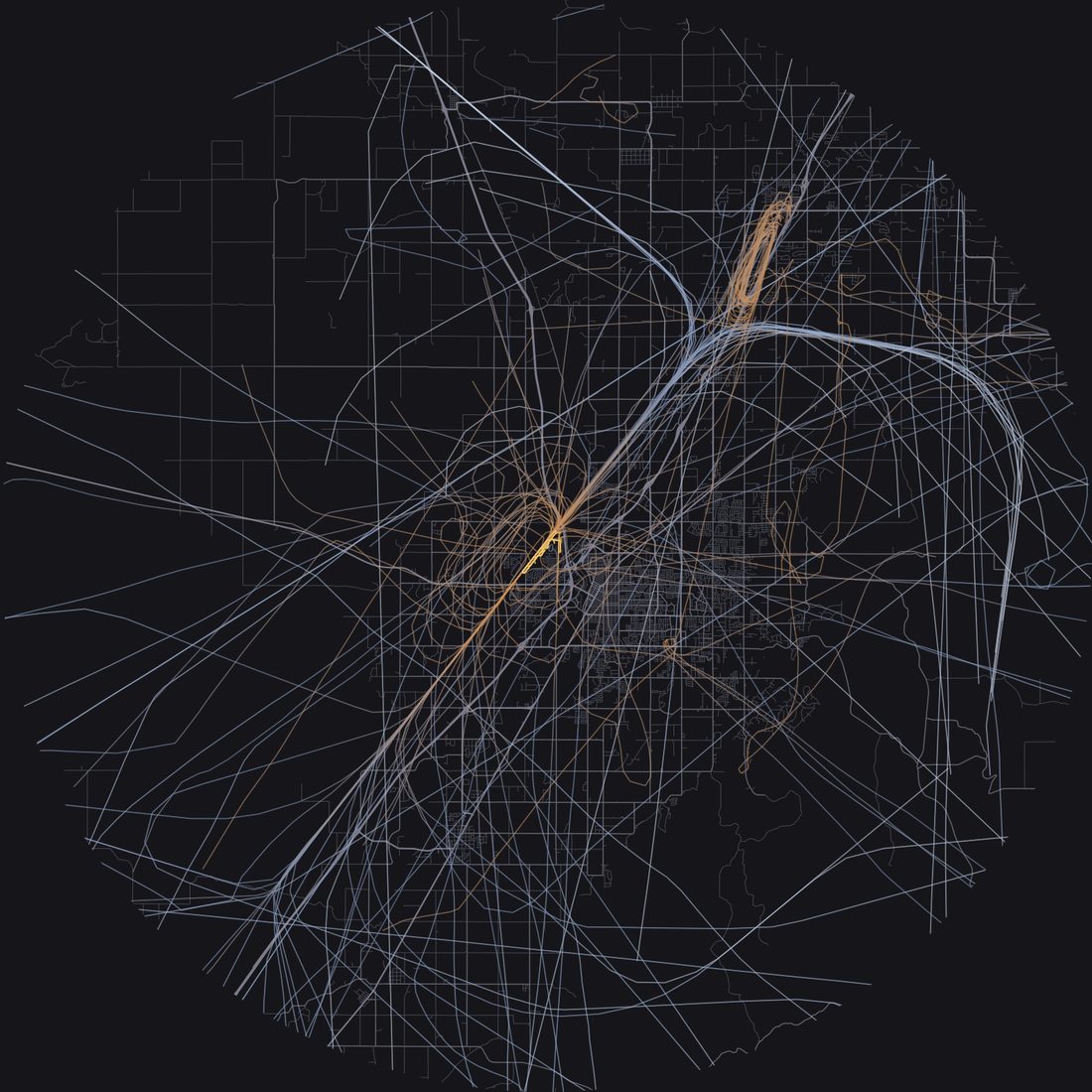 Every aircraft below 15,000 feet within 28 km of Idaho Falls Regional Airport on Saturday, June 13, 2026, over the street map