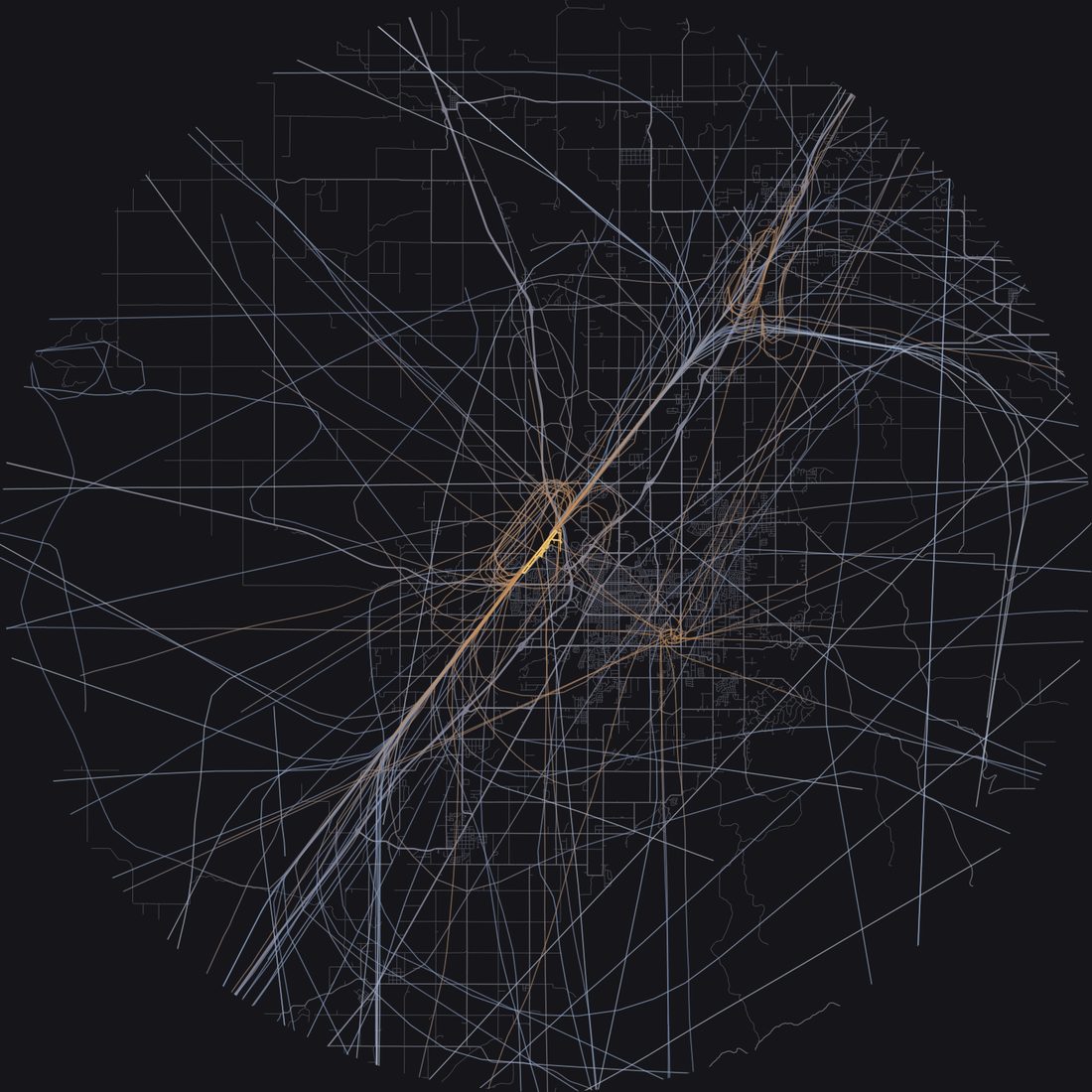Every aircraft below 15,000 feet within 28 km of Idaho Falls Regional Airport on Monday, June 15, 2026, over the street map