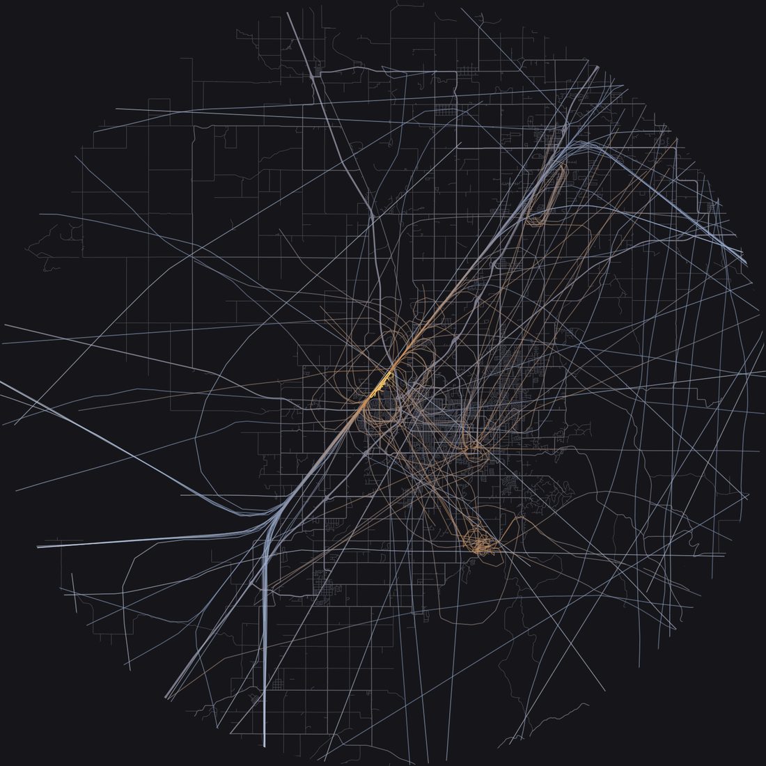 Every aircraft below 15,000 feet within 28 km of Idaho Falls Regional Airport on Saturday, June 20, 2026, over the street map