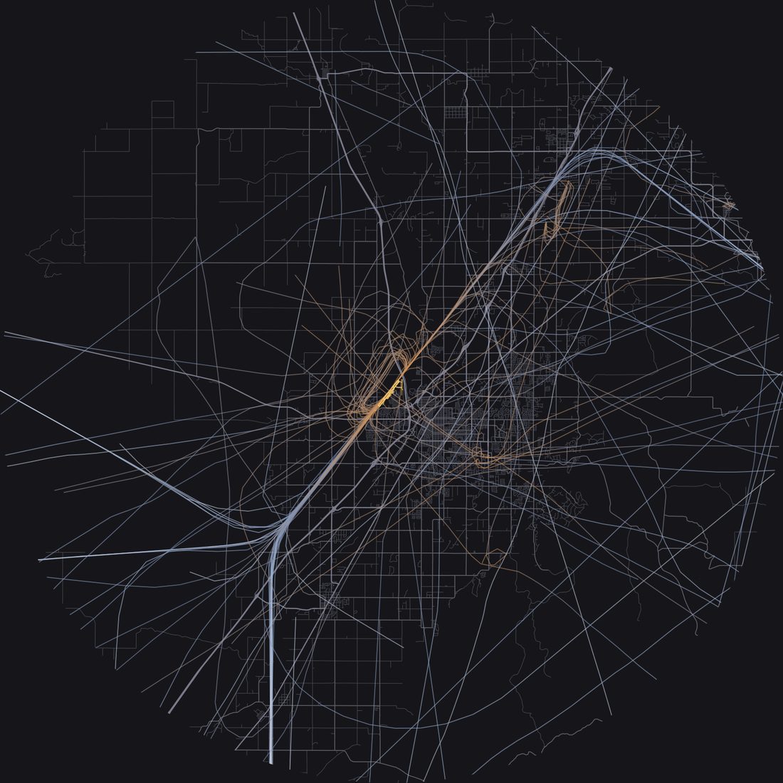 Every aircraft below 15,000 feet within 28 km of Idaho Falls Regional Airport on Sunday, June 21, 2026, over the street map