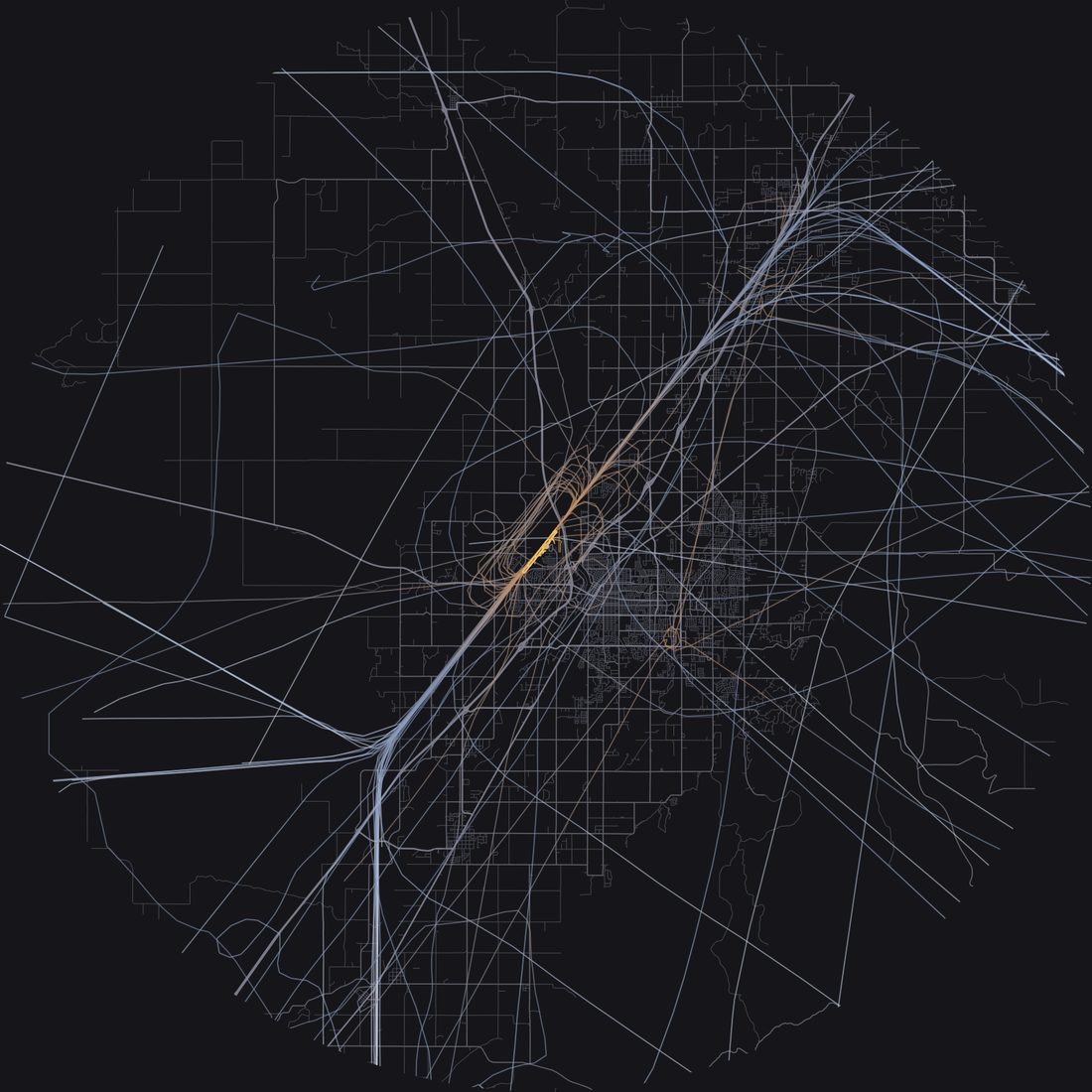 Every aircraft below 15,000 feet within 28 km of Idaho Falls Regional Airport on Friday, June 26, 2026, over the street map
