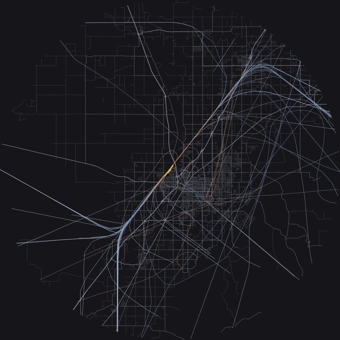 Every aircraft below 15,000 feet within 28 km of Idaho Falls Regional Airport on Sunday, June 28, 2026, over the street map