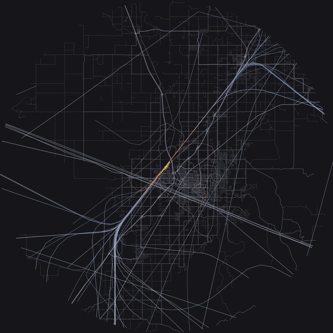 Every aircraft below 15,000 feet within 28 km of Idaho Falls Regional Airport on Monday, June 29, 2026, over the street map