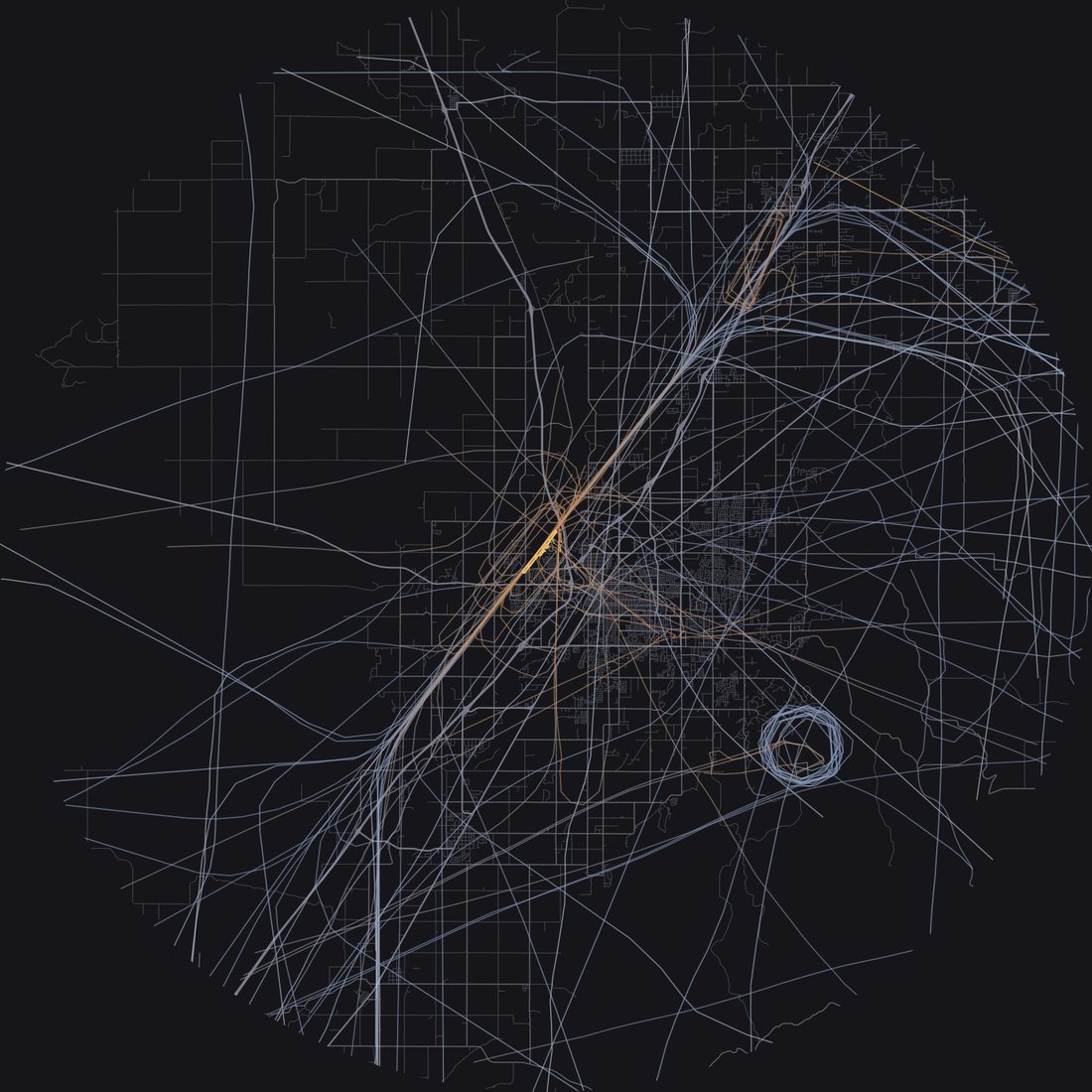 Every aircraft below 15,000 feet within 28 km of Idaho Falls Regional Airport on Wednesday, July 1, 2026, over the street map