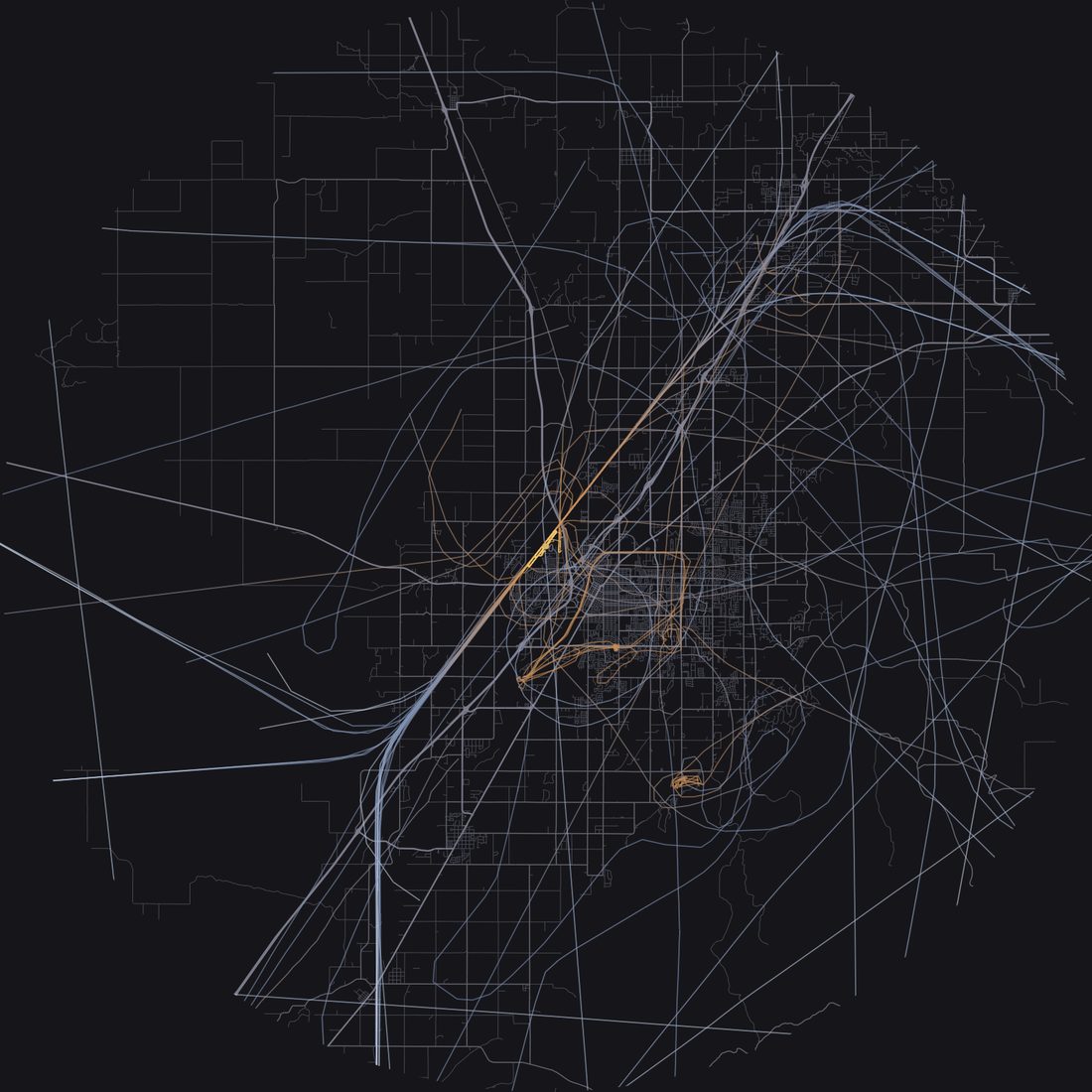 Every aircraft below 15,000 feet within 28 km of Idaho Falls Regional Airport on Saturday, July 4, 2026, over the street map