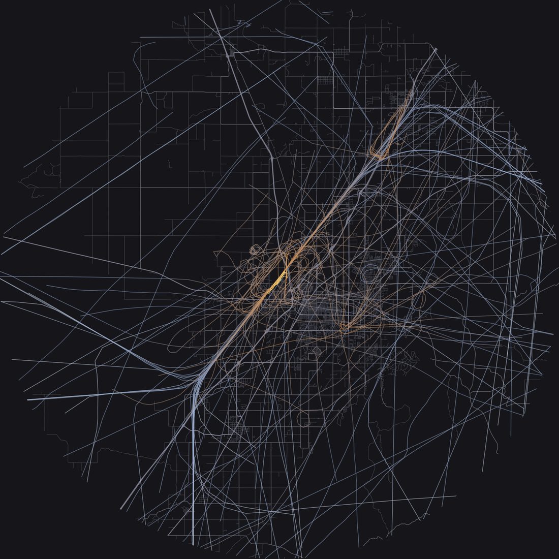 Every aircraft below 15,000 feet within 28 km of Idaho Falls Regional Airport on Thursday, July 9, 2026, over the street map