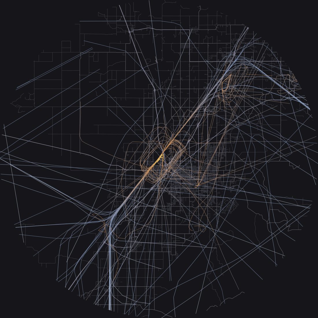 Every aircraft below 15,000 feet within 28 km of Idaho Falls Regional Airport on Saturday, July 11, 2026, over the street map