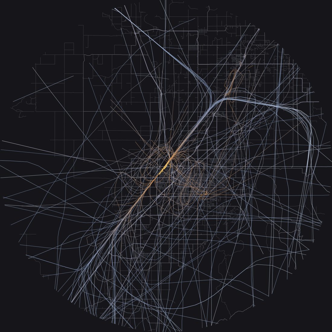 Every aircraft below 15,000 feet within 28 km of Idaho Falls Regional Airport on Monday, July 20, 2026, over the street map