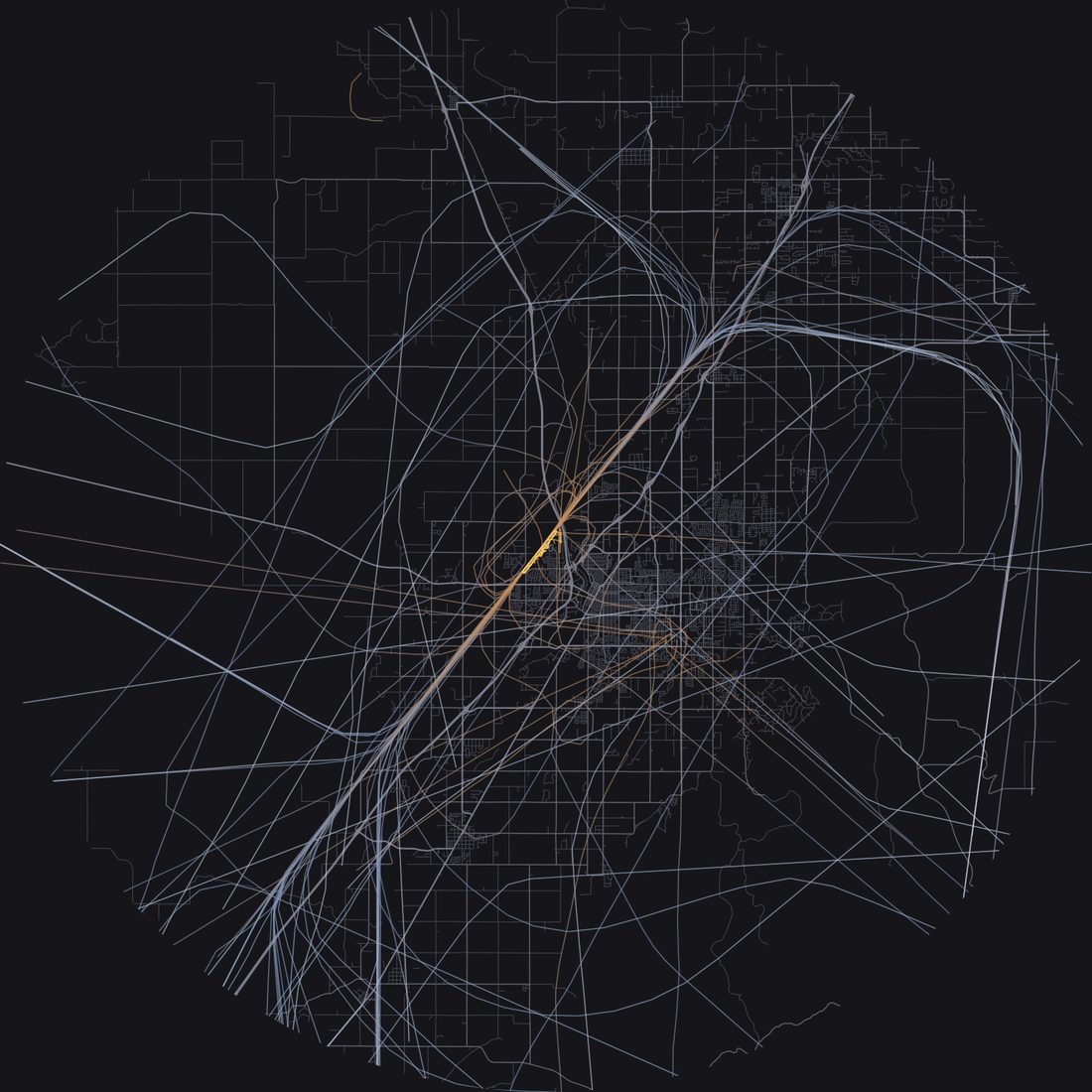 Every aircraft below 15,000 feet within 28 km of Idaho Falls Regional Airport on Tuesday, July 21, 2026, over the street map