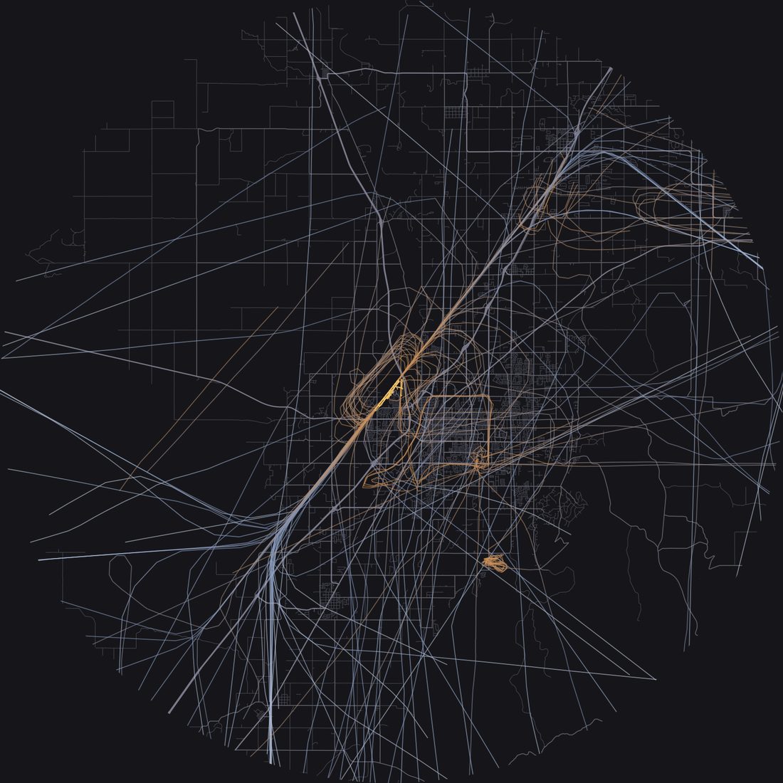 Every aircraft below 15,000 feet within 28 km of Idaho Falls Regional Airport on Wednesday, July 22, 2026, over the street map