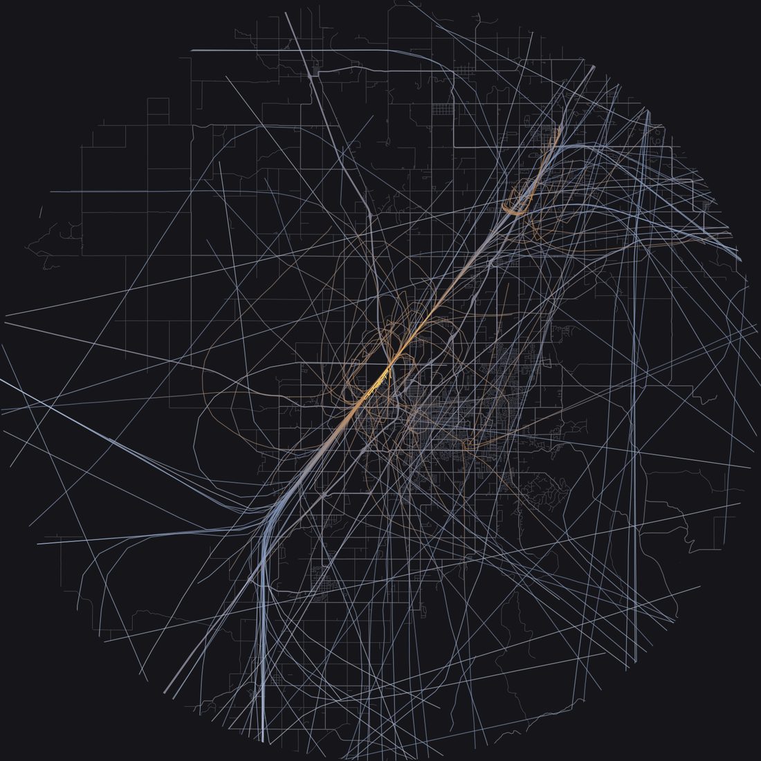 Every aircraft below 15,000 feet within 28 km of Idaho Falls Regional Airport on Friday, July 24, 2026, over the street map