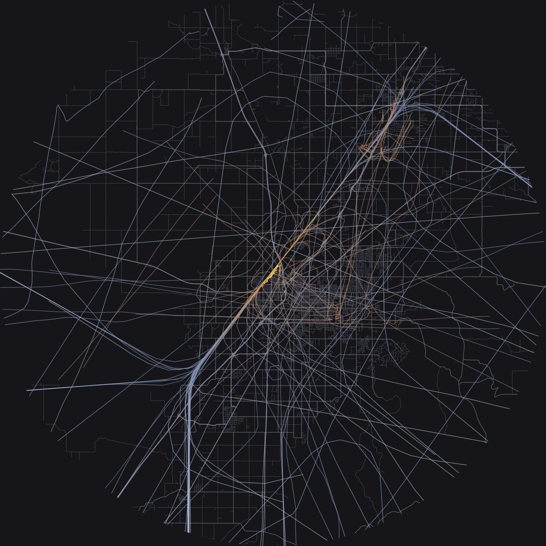 Every aircraft below 15,000 feet within 28 km of Idaho Falls Regional Airport on Sunday, July 26, 2026, over the street map