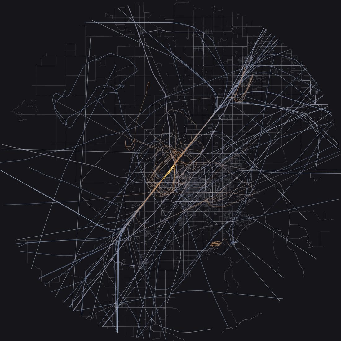 Every aircraft below 15,000 feet within 28 km of Idaho Falls Regional Airport on Wednesday, July 29, 2026, over the street map