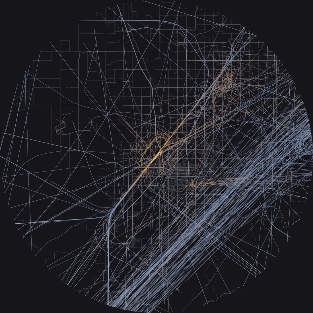 Every aircraft below 15,000 feet within 28 km of Idaho Falls Regional Airport on Saturday, August 1, 2026, over the street map