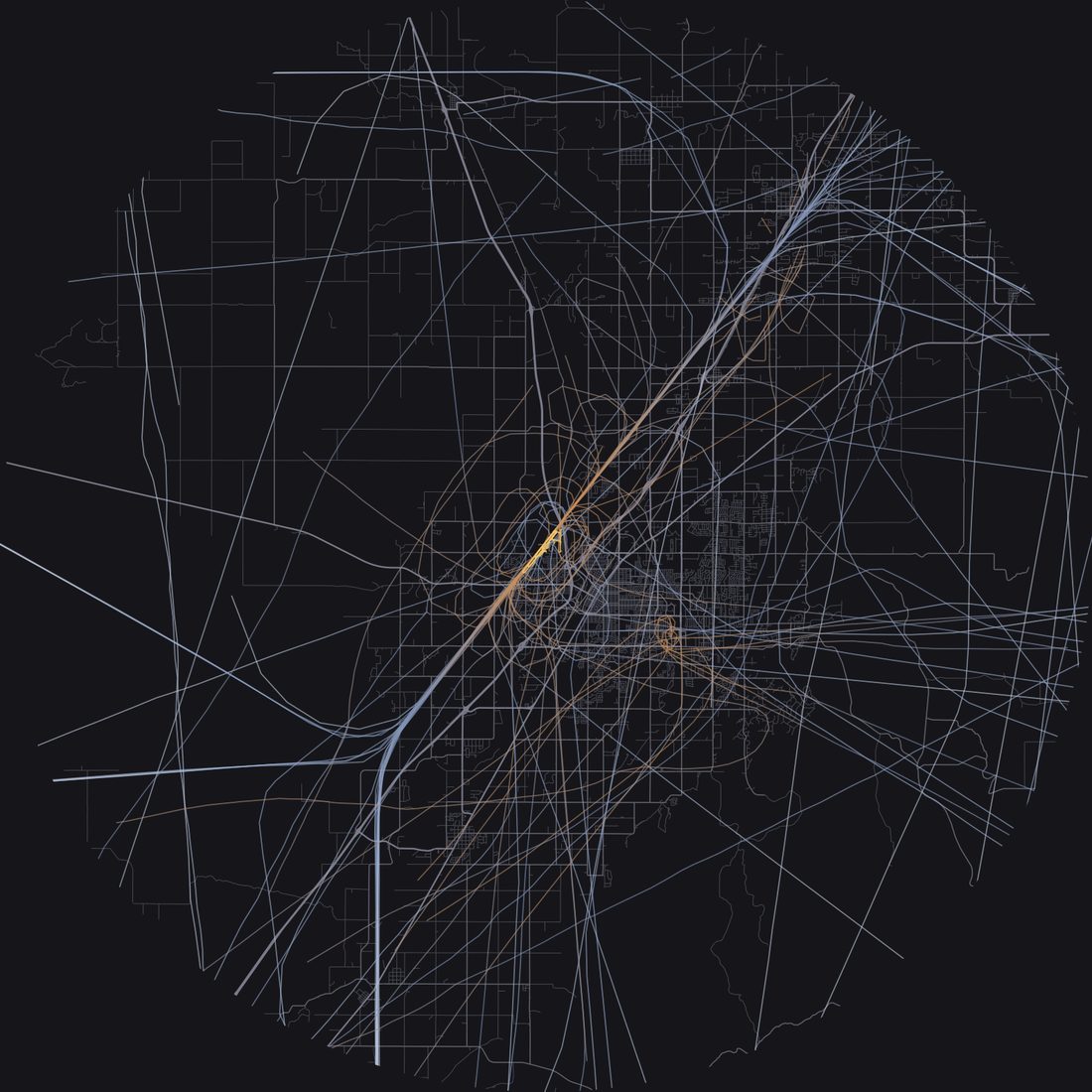 Every aircraft below 15,000 feet within 28 km of Idaho Falls Regional Airport on Tuesday, August 4, 2026, over the street map