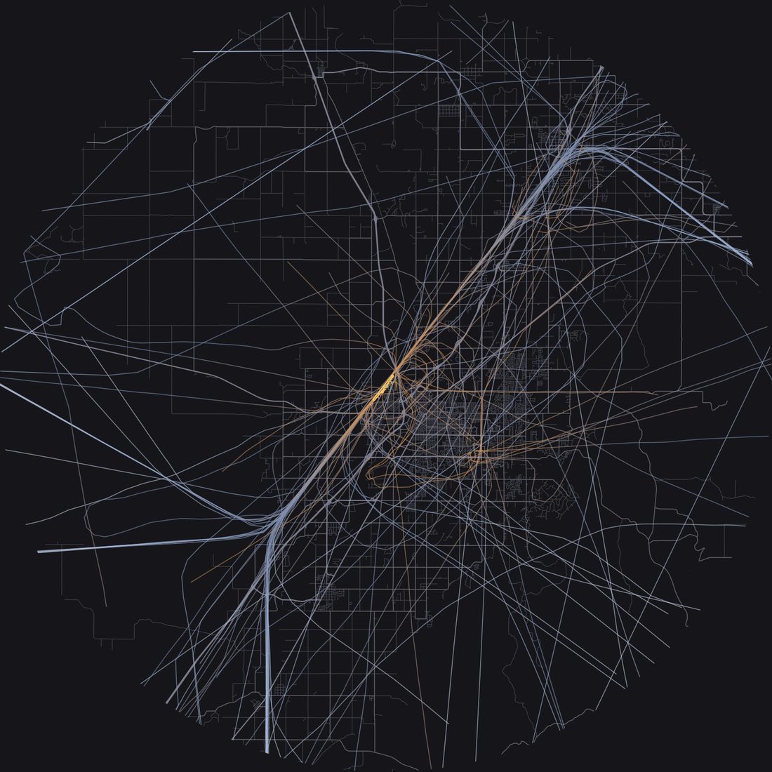Every aircraft below 15,000 feet within 28 km of Idaho Falls Regional Airport on Thursday, August 6, 2026, over the street map