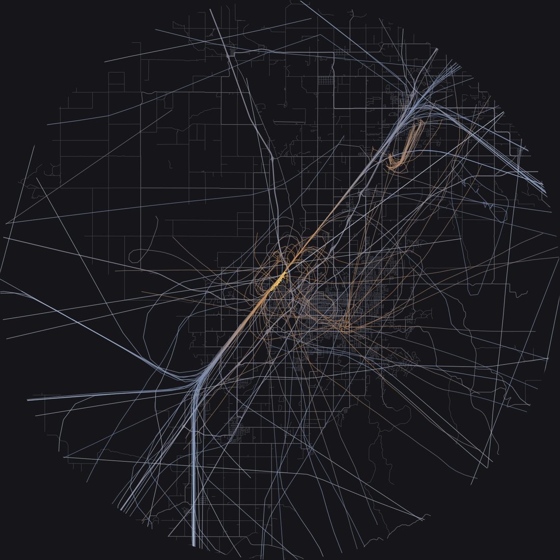 Every aircraft below 15,000 feet within 28 km of Idaho Falls Regional Airport on Friday, August 7, 2026, over the street map
